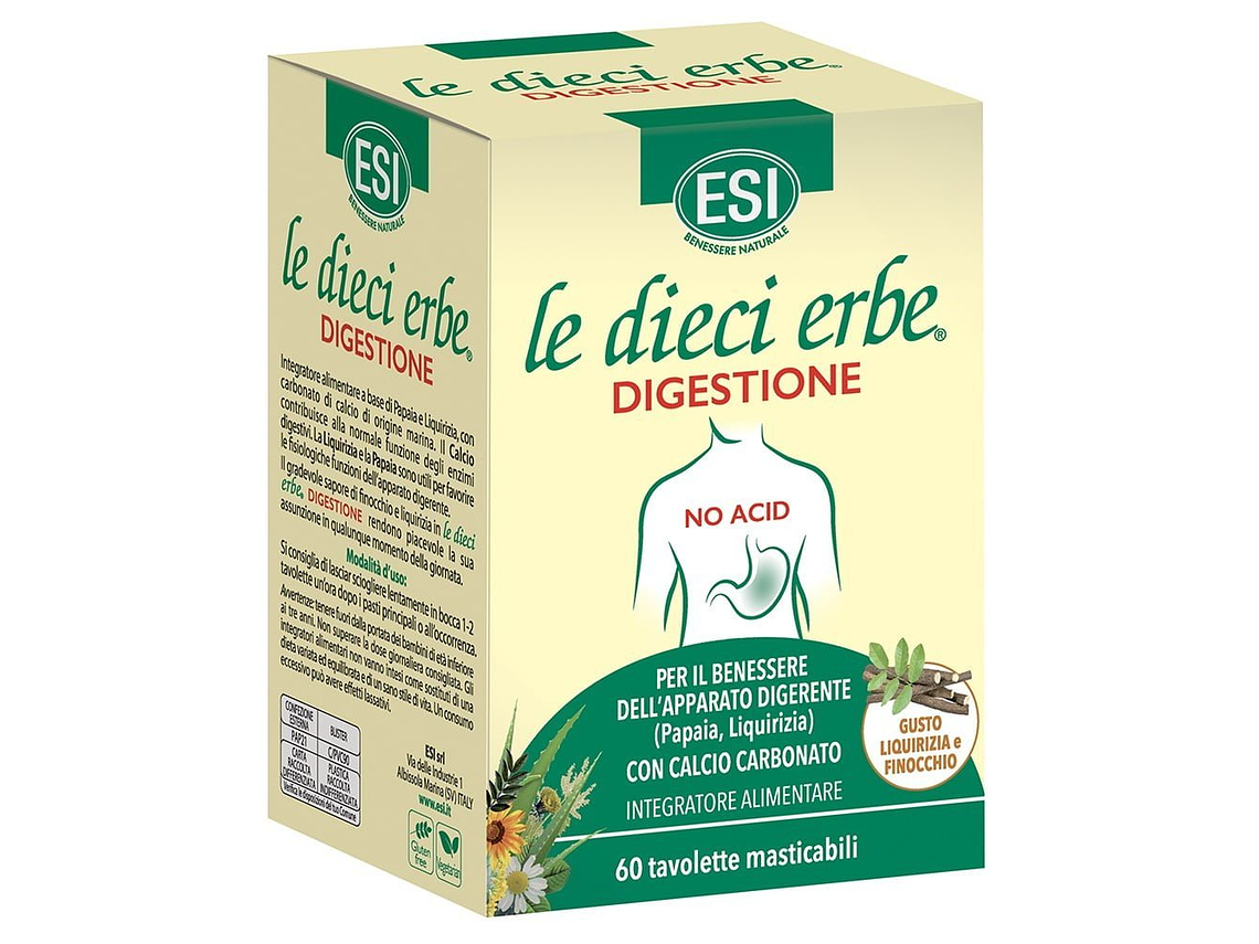 Le Dieci Erbe Digestão No Acid 60 Comprimidos ESI 1