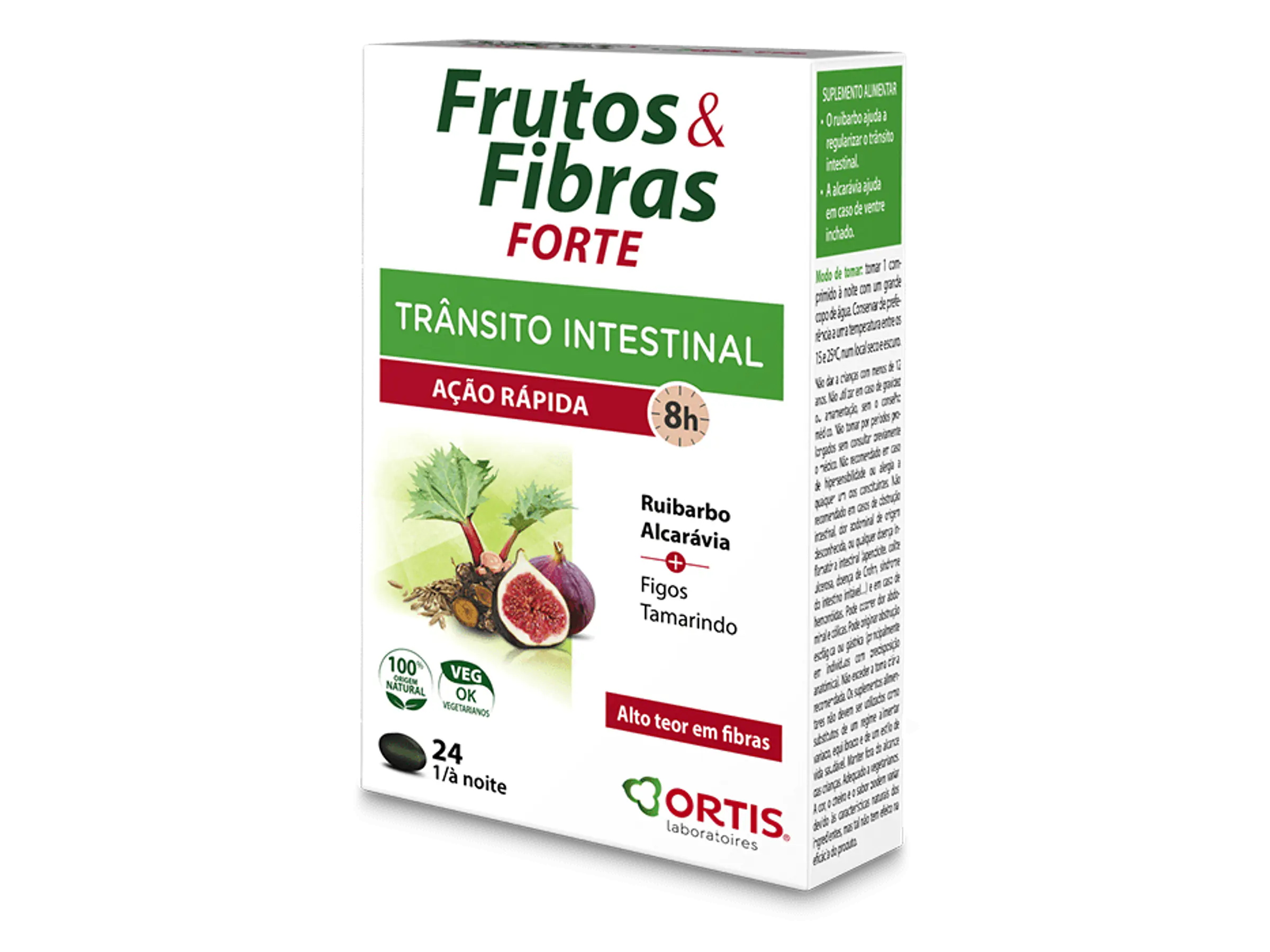 Frutos & Fibras Forte Efeito Rápido 24 Comprimidos Ortis 1