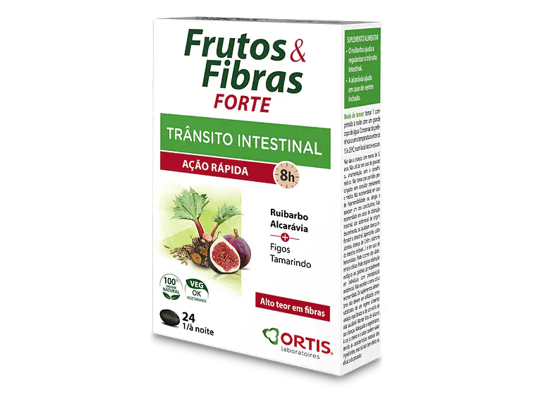 Frutos & Fibras Forte Efeito Rápido 24 Comprimidos Ortis 1