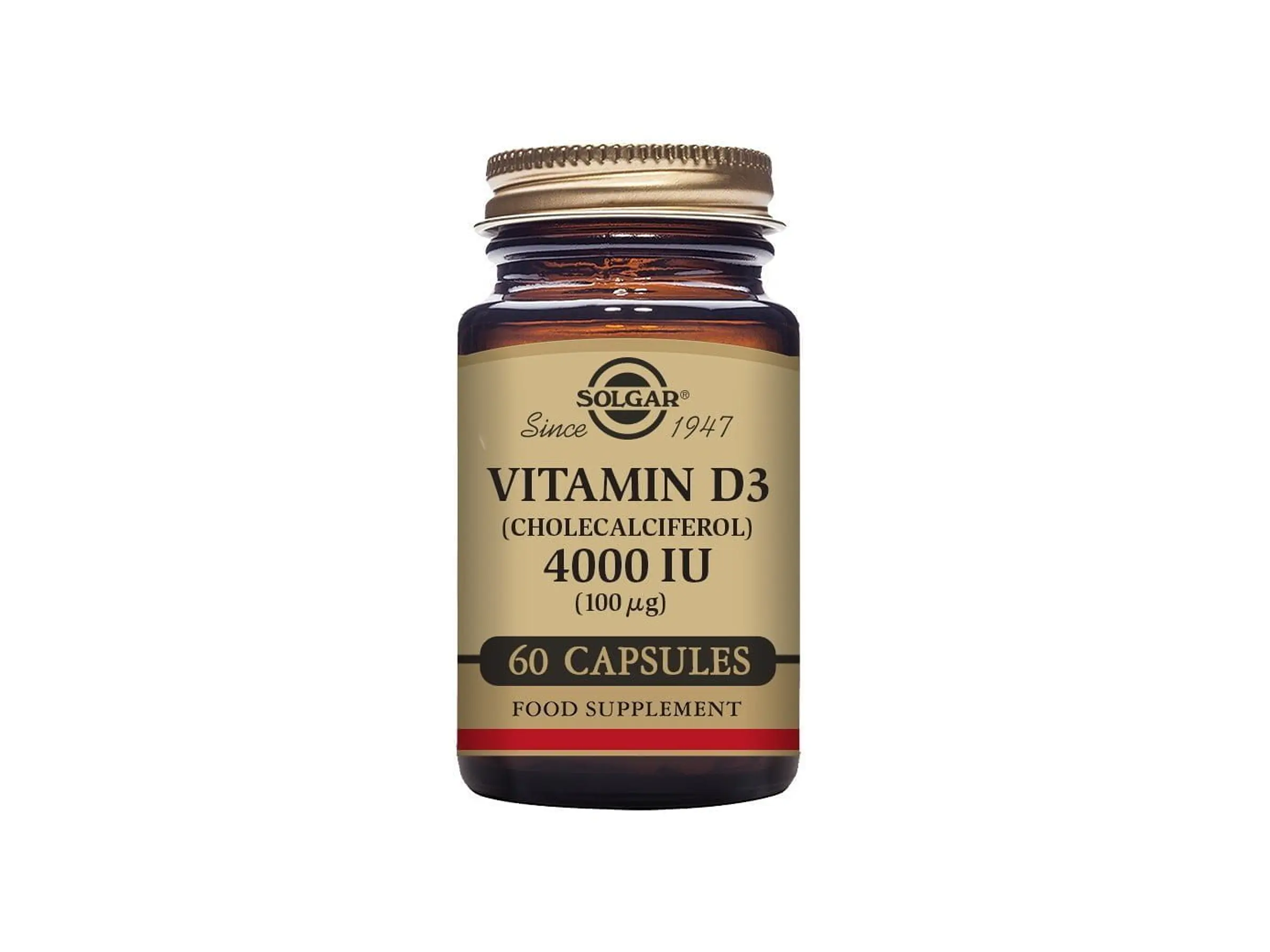 Vitamina D3 4000 UI 100 µg 60 Cápsulas Solgar 1