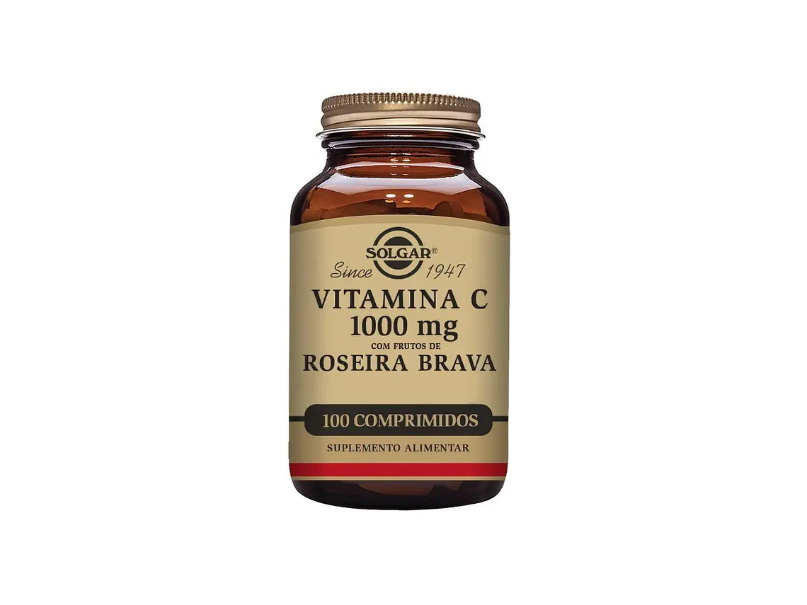 Vitamina C 1000 Mg Com Roseira Brava 100 Comprimidos Solgar 1