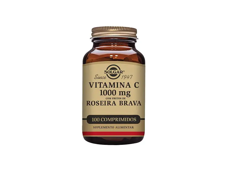 Vitamina C 1000 Mg Com Roseira Brava 100 Comprimidos Solgar 1