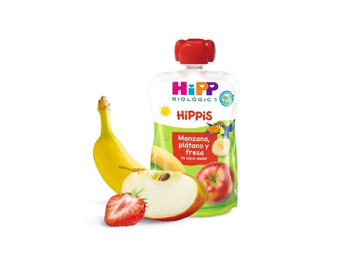 Puré De Maçã, Banana E Morangos Bio 100 G Hipp 1