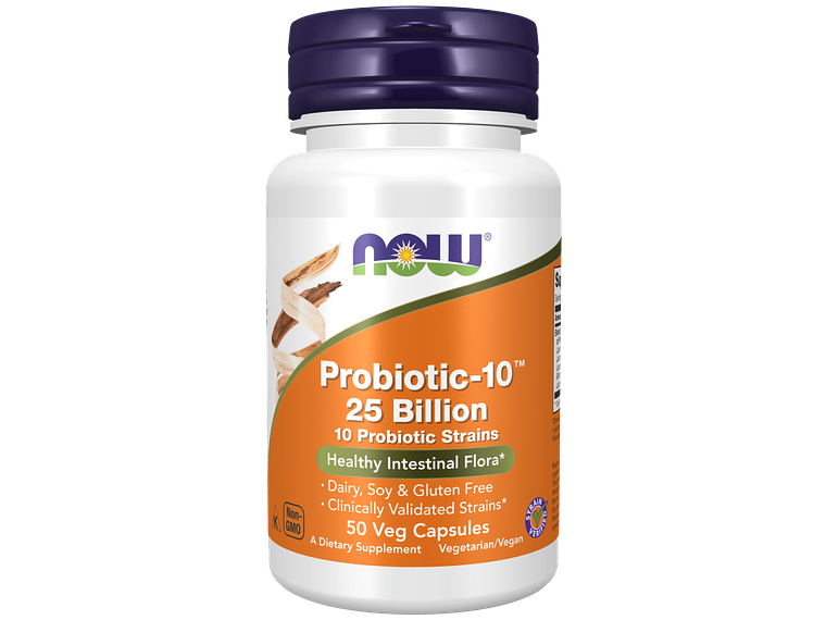Probiotic-10™ 25 Billion 50 Cápsulas Vegetais Now 1
