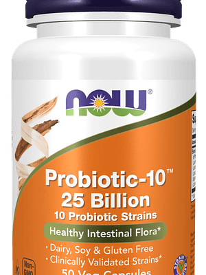 Probiotic-10™ 25 Billion 50 Cápsulas Vegetais Now