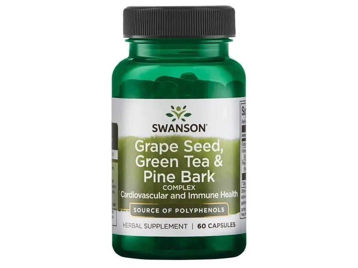 Grape Seed, Green Tea & Pine Bark 60 Cápsulas  Swanson 1