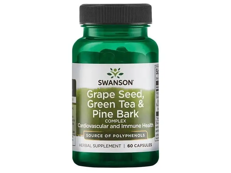 Grape Seed, Green Tea & Pine Bark 60 Cápsulas  Swanson 1