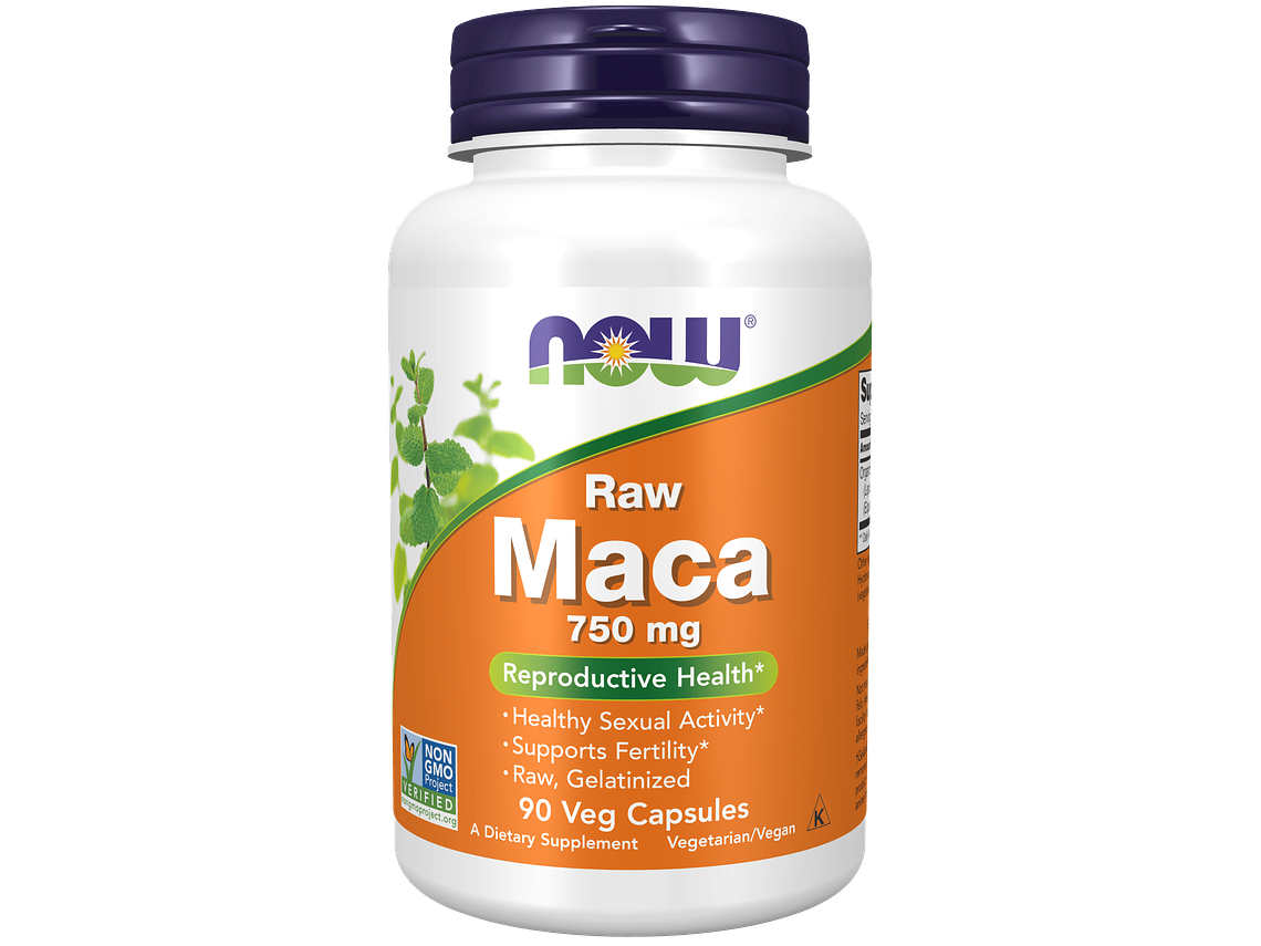 Maca 750 mg Raw 90 Cápsulas Vegetais Now 1