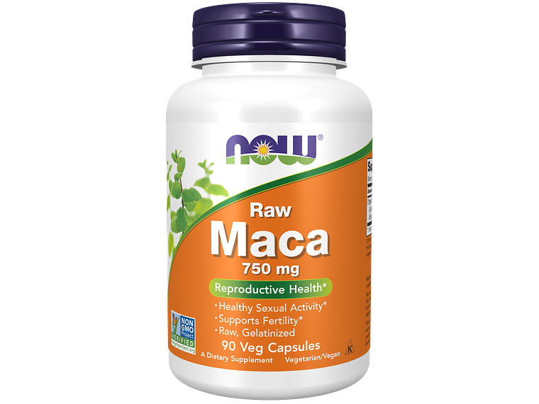 Maca 750 mg Raw 90 Cápsulas Vegetais Now 1