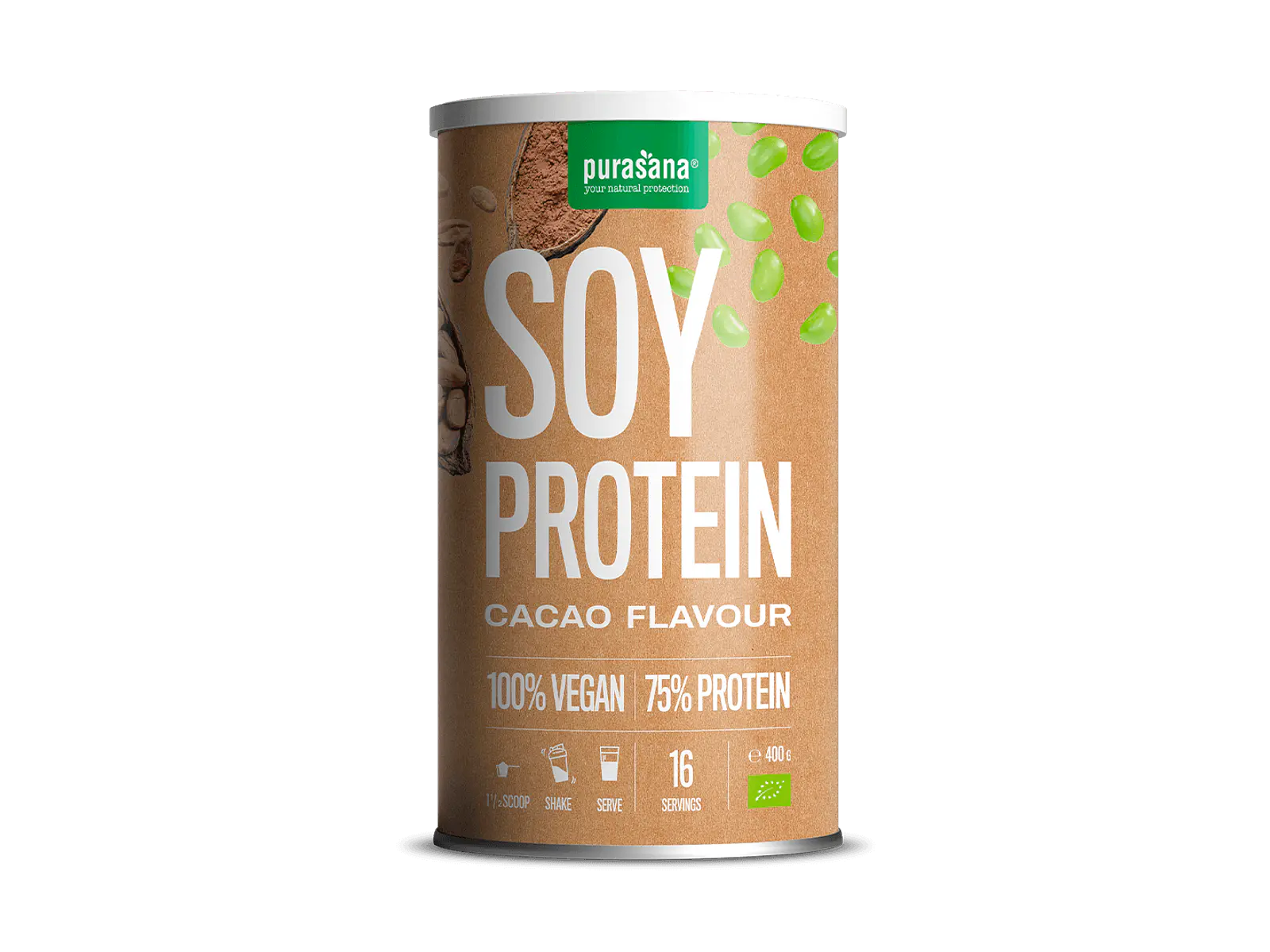 Proteína Soja-Cacau Vegan 400g Purasana 1