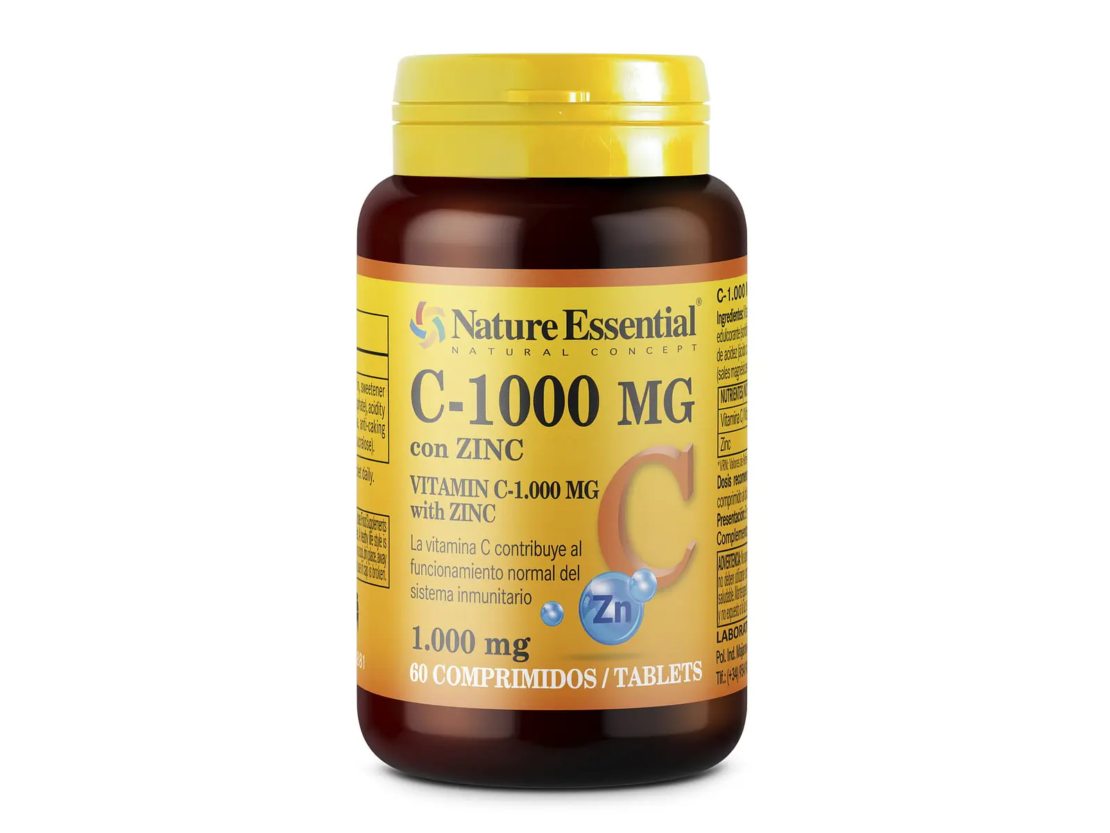 Vitamina C 1000 Mg+ Zinco 10 Mg 60 Comprimidos Nature essential 1