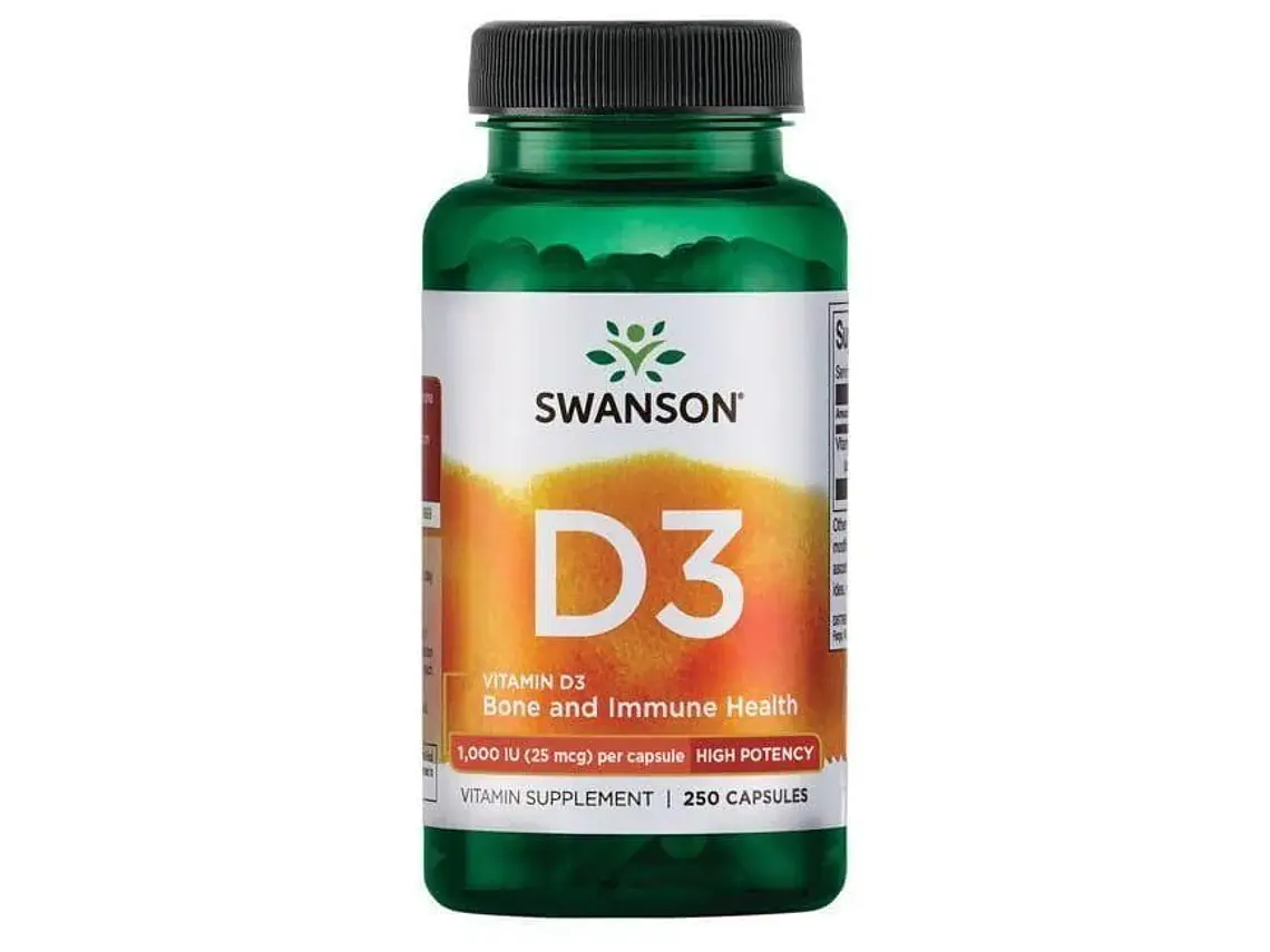 Vitamin D3 1000 IU (25 mcg) 250 Cápsulas Swanson 1