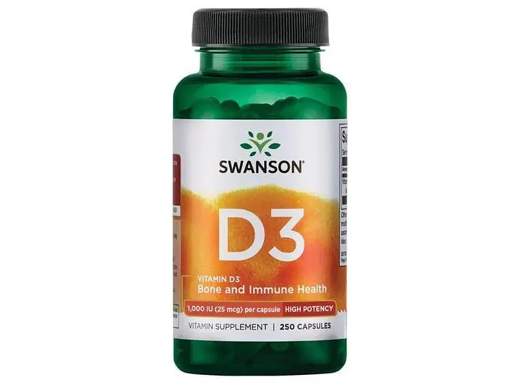 Vitamin D3 1000 IU (25 mcg) 250 Cápsulas Swanson 1