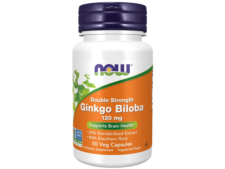Ginkgo Biloba, Double Strength 120 mg 50 Veg Cápsulas Now 1