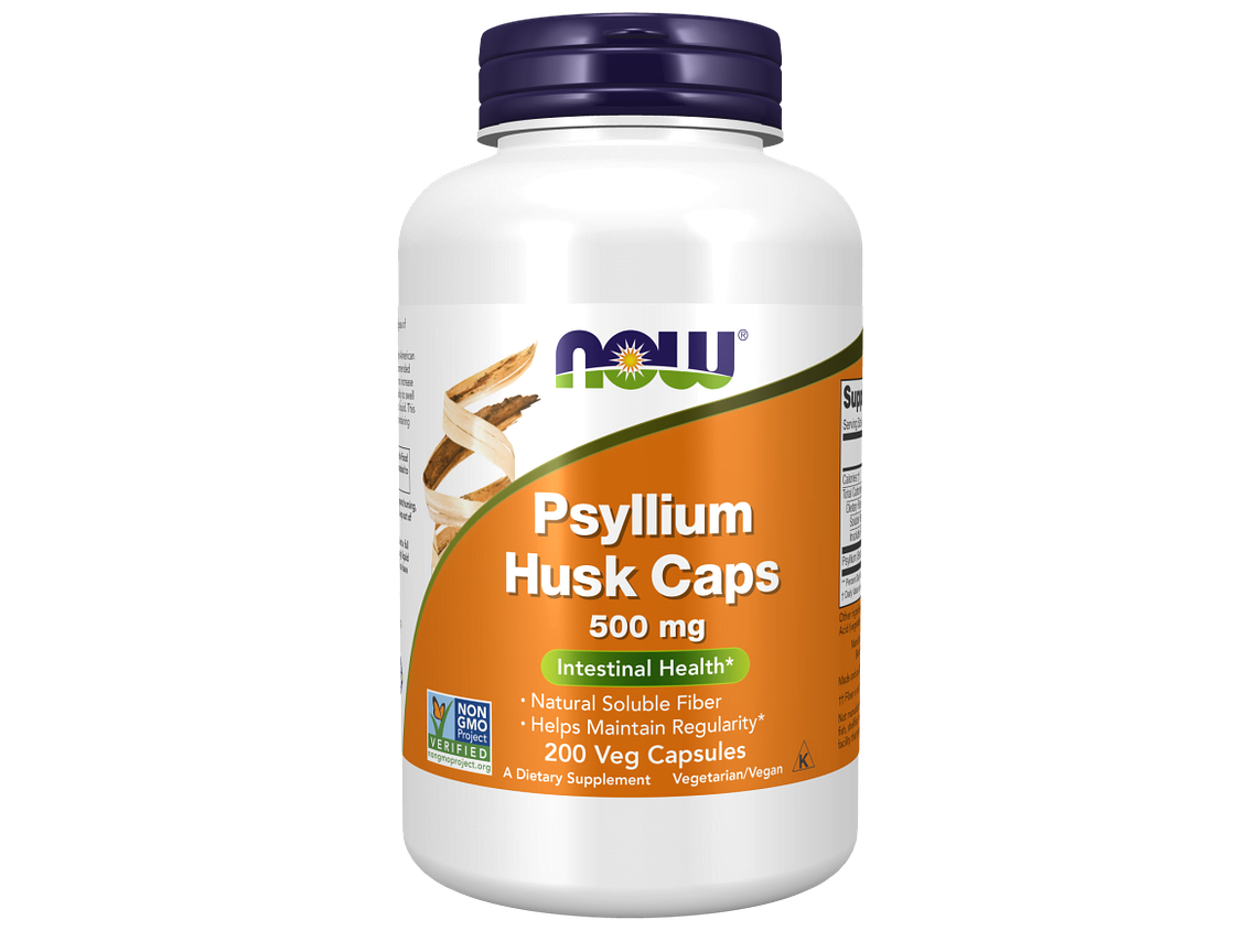 Psyllium Husk Caps 500 mg 200 Veg Capsules Now 1
