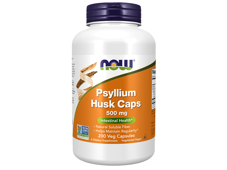 Psyllium Husk Caps 500 mg 200 Veg Capsules Now 1