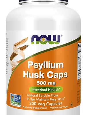 Psyllium Husk Caps 500 mg 200 Veg Capsules Now
