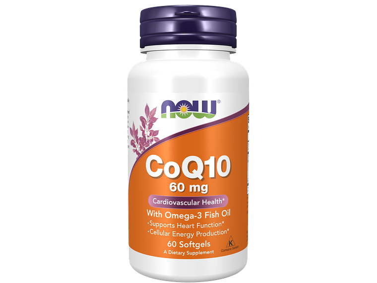 CoQ10 60 mg with Omega-3 Fish Oil 60 Softgels Now 1