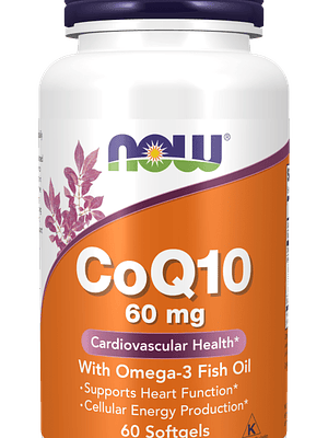 CoQ10 60 mg with Omega-3 Fish Oil 60 Softgels Now