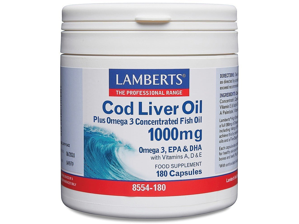 Cod Liver Oil 1000mg 180 Cápsulas Lamberts 1