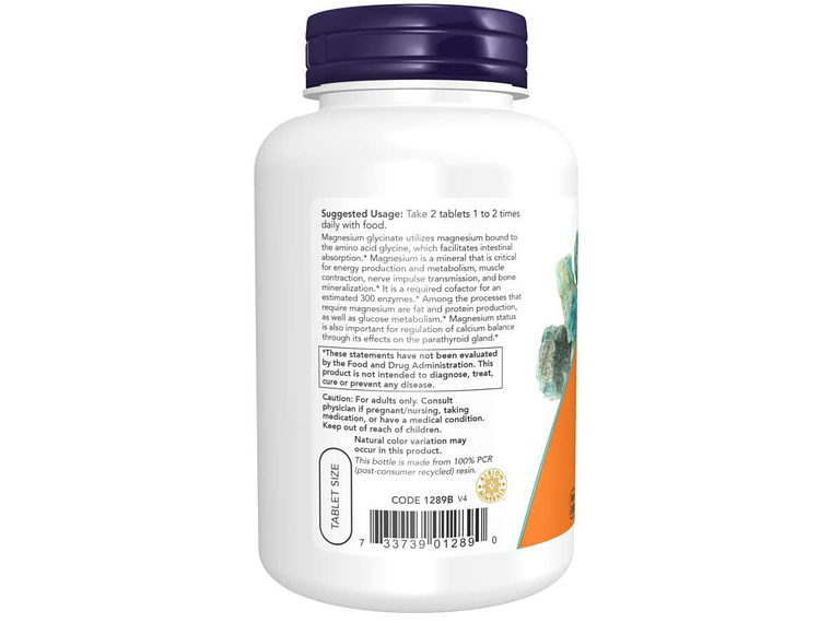 Magnesium Glycinate 180 Comprimidos Now 3
