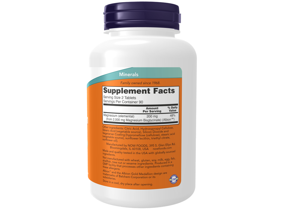 Magnesium Glycinate 180 Comprimidos Now 2