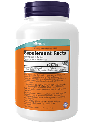 Magnesium Glycinate 180 Comprimidos Now