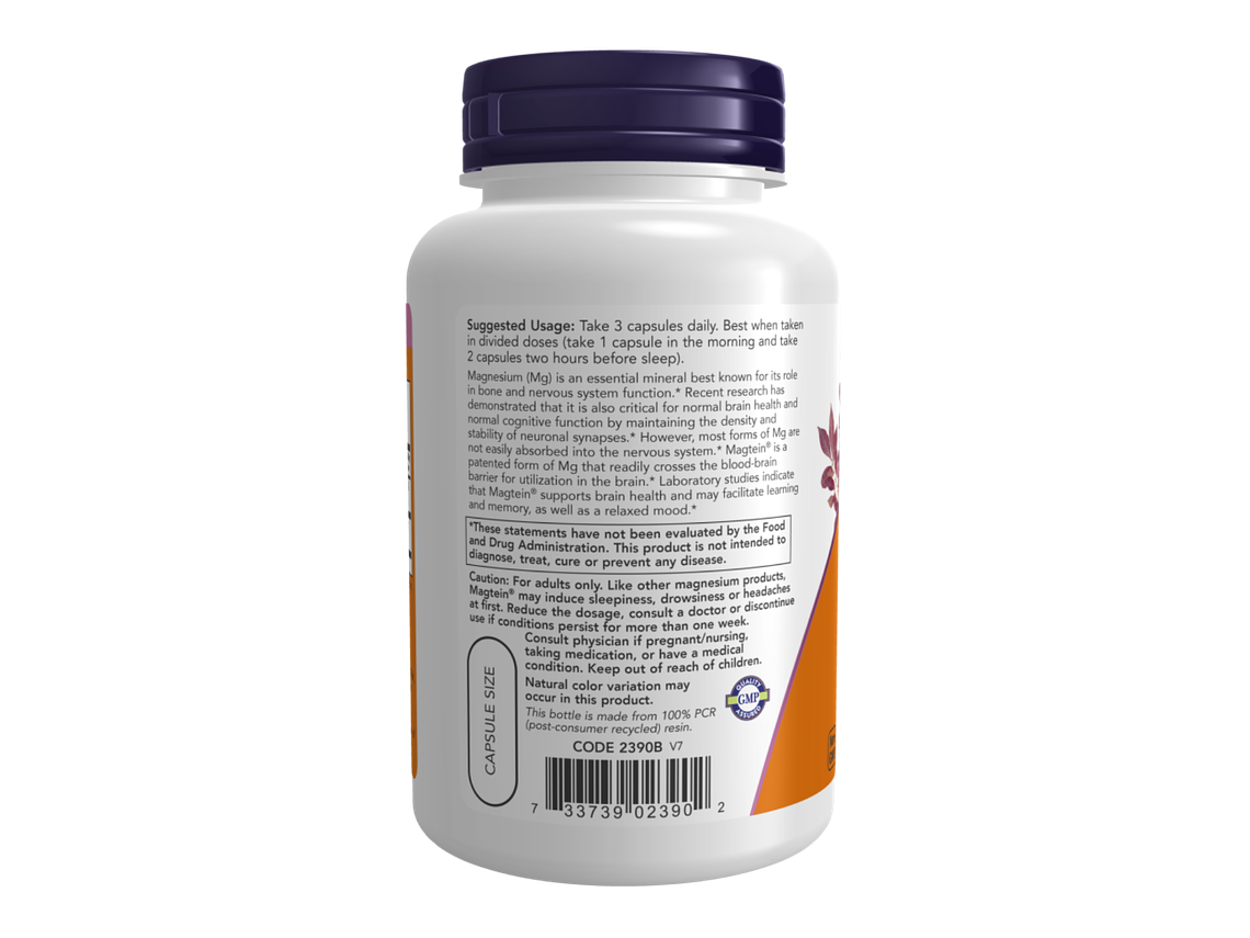 L-Treonato de Magnésio (Magtein®) 90 Cápsulas Vegetais Now 3