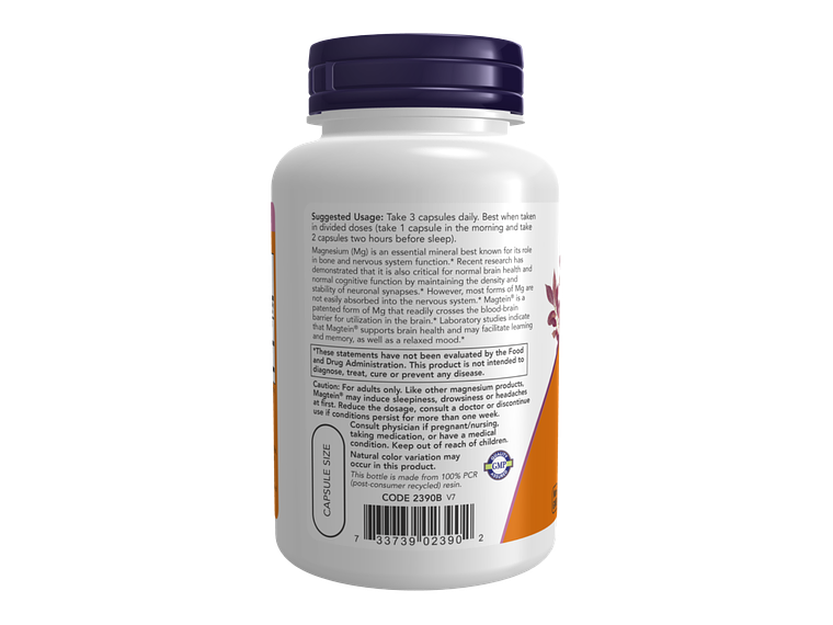 L-Treonato de Magnésio (Magtein®) 90 Cápsulas Vegetais Now 3