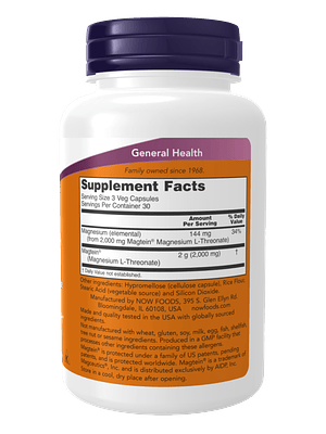 L-Treonato de Magnésio (Magtein®) 90 Cápsulas Vegetais Now
