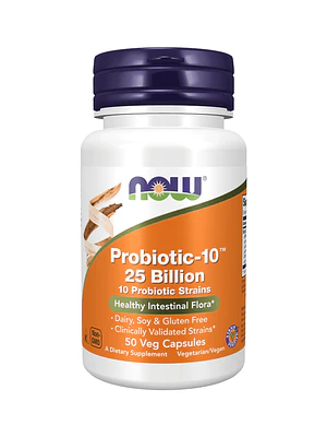 Probiotic-10™ 25 Billion 50 Cápsulas Vegetais Now