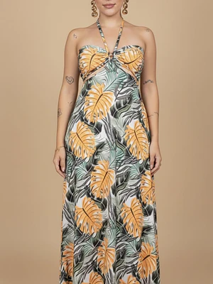 VESTIDO STRAPLESS ESTAMPADO BRASILEÑO