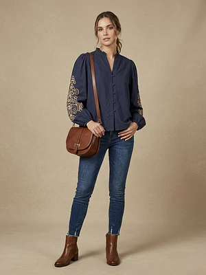 BLUSA MANGA BORDADOS