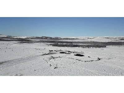 Aerial Video Aysén Winter # 23 (fields in winter)