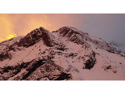 aerial video snowy peaks sunset 0328