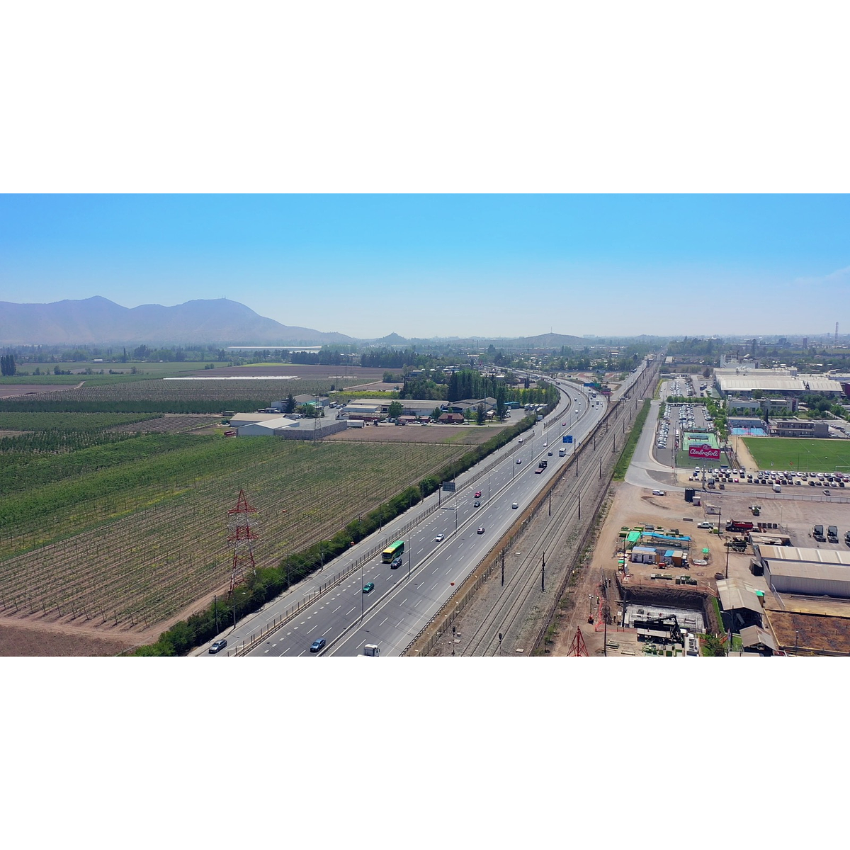 Ruta 5 sur, Región Metropolitana, Chile. Toma aérea