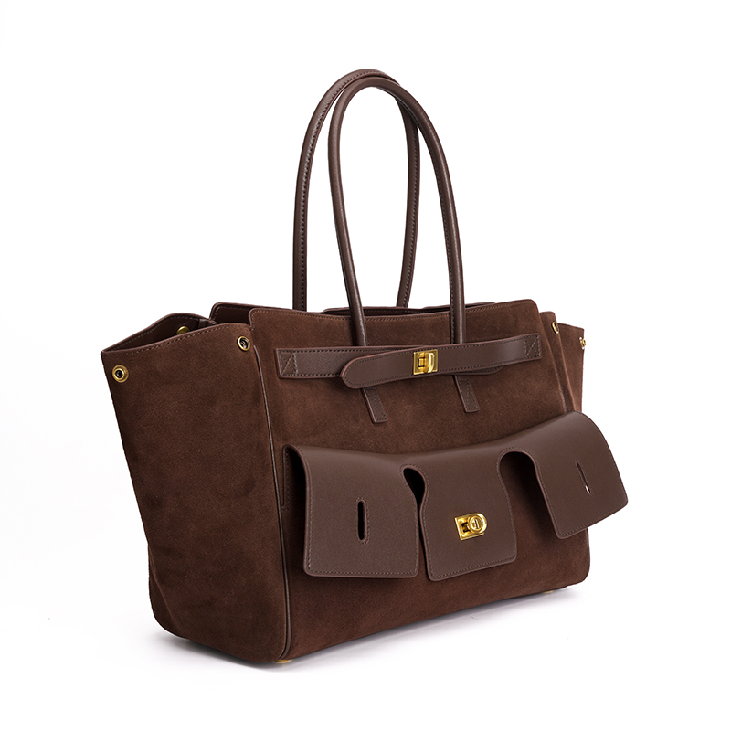 Tote Bag Genuine Suede Leather Handbag. 2