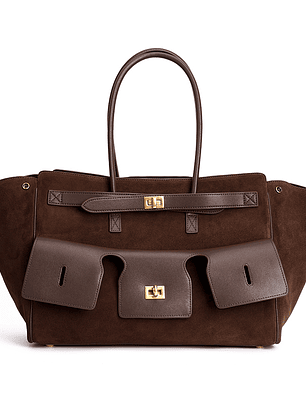 Tote Bag Genuine Suede Leather Handbag.