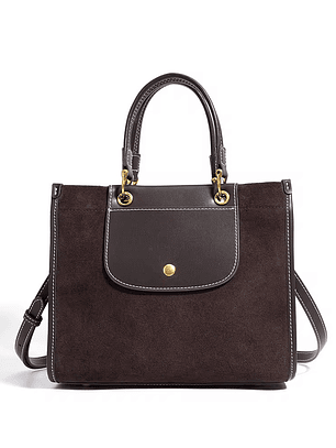 Suede Tote Bag Genuine Leather Handbag Elegant Shoulder Carry