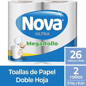 Toalla de Papel Nova Ultra Doble Hoja 26 m 2 un.