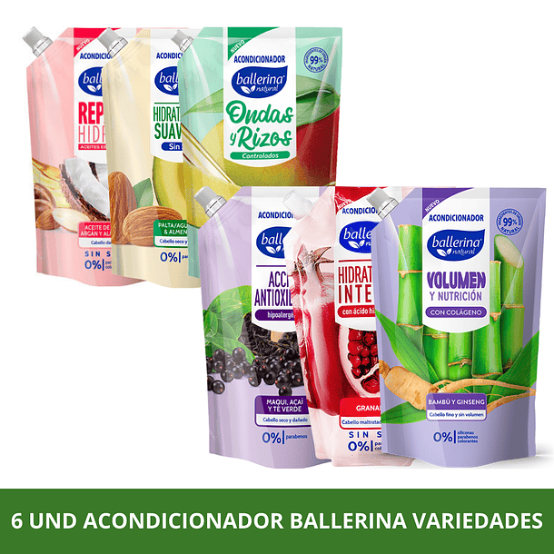 POR MAYOR 6un Acondicionador Ballerina 750 ml Surtido