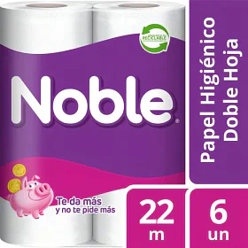 Papel Higienico Noble 22 metros por 6 unidades