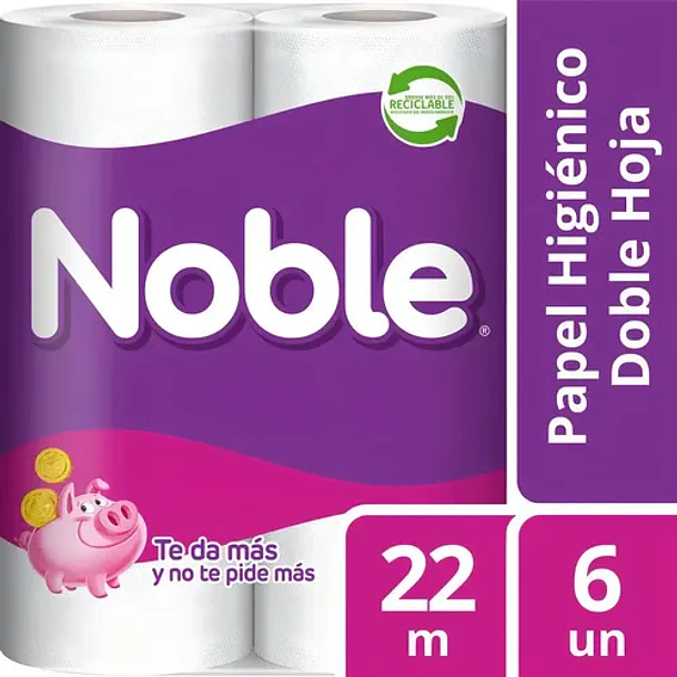 Papel Higienico Noble 22 metros por 6 unidades
