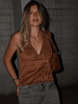 Top halter tachas café