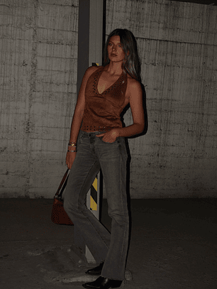 Top halter tachas café