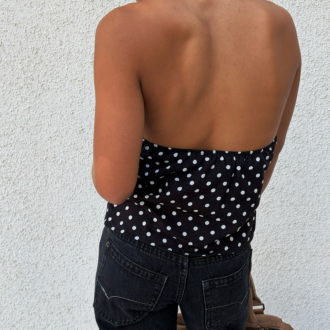 Top polka dots negro 2