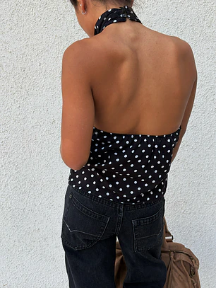 Top polka dots negro