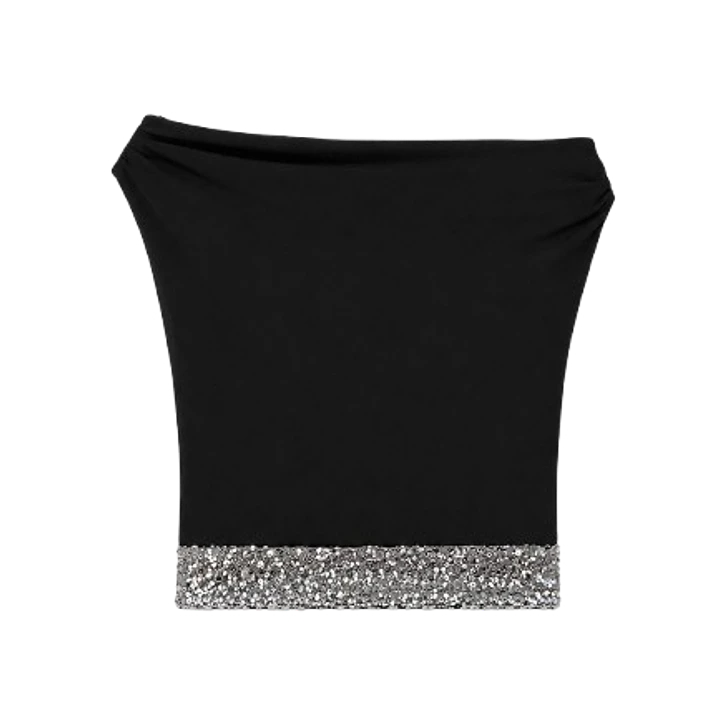 Off shoulder sequins top 1