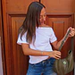 Button detail off shoulder white top - Miniatura 2