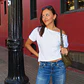 Button detail off shoulder white top - Miniatura 3